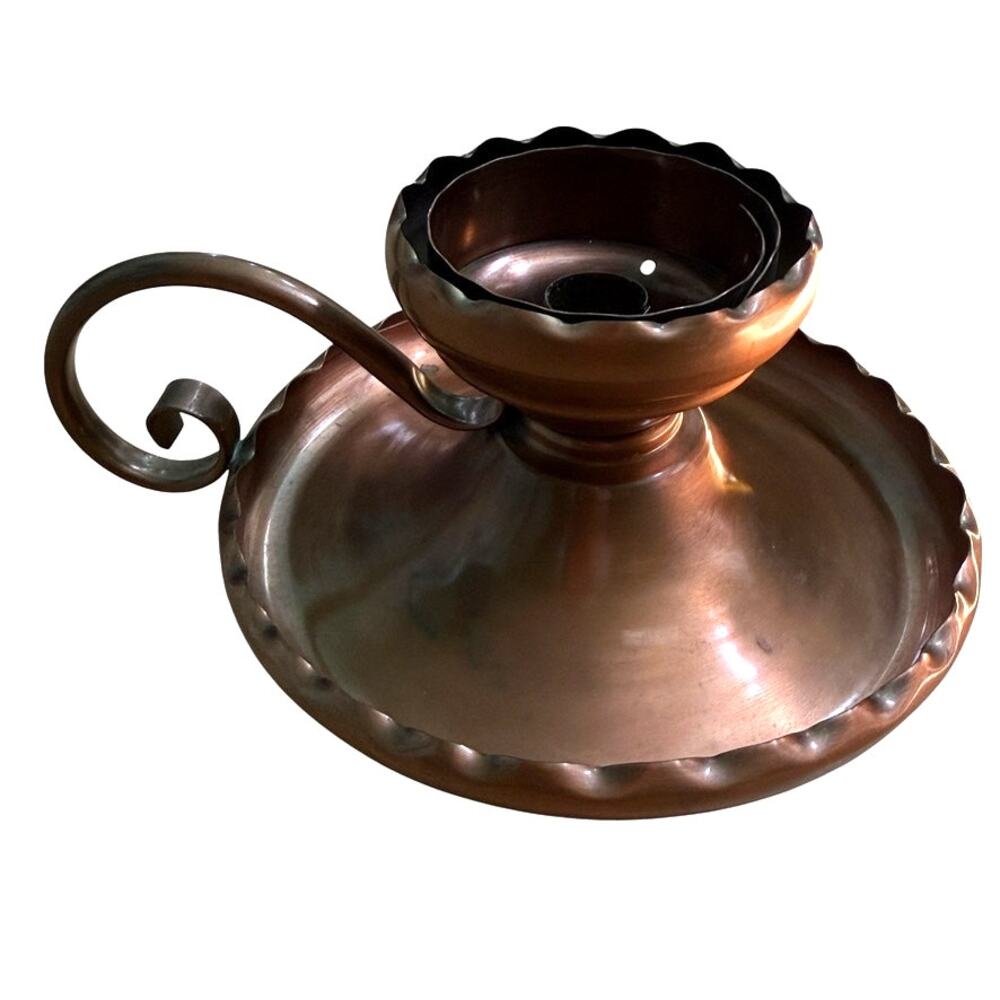 Gregorian Copper Candle Holder Drip Tray Chamber Stick Candlestick Vintage